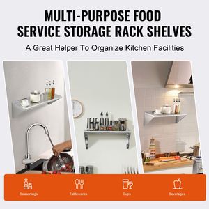 Supporti per Mensole Galleggianti in Acciaio Inox con Capacità di Carico di 250 Libbre, 12" X 36", Montaggio a Parete per Mensole Commerciali - Product Image 4