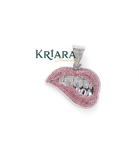 Pendentif lèvres en argent 925 et moissanite, taille brillant rond, style hip-hop, unisexe, pour usage quotidien - Product Image 1