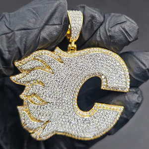 Colgante de Letra con Diseño de Llama Iced Out, Plata de Ley 925, Diamante Moissanita, Joyería Hip Hop, Chapado en Oro, Lujoso, Unisex, Amuleto de Declaración - Product Image 1