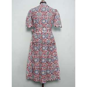 Vestido de Fiesta Moderno, Estilo Dulce, Vestido de Verano, Estampado Floral a Mano, Algodón, Estilo Canguro, Hermoso Vestido Casual en Línea A para Mujer - Product Image 6