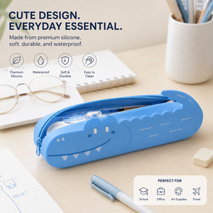 CrocPal Premium - Estuche para Lápices, Impermeable, Duradero, con Cierre de Cremallera, Organizador, Estuche de Papelería con Diseño de Cocodrilo para la Escuela - Product Image 2