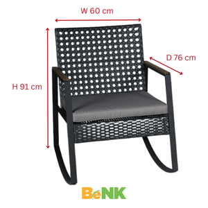 Juego ROCKING de jardín al aire libre moderno de 4 piezas superventas, muebles de mimbre de ratán PE con cojines para uso en el patio - Product Image 5
