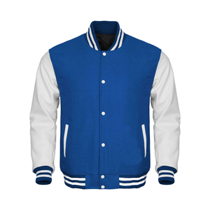 Men's Orange White Varsity Jacket Regular Fit Crew Neck <b>Covered</b> <b>Button</b> Solid Color Streetwear Winter Wear Cotton Blend Wool - Product Image 6