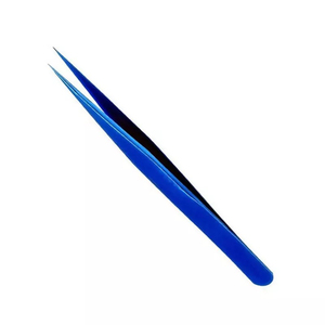 Pince à épiler professionnelle à pointe coudée pour sourcils et kit d'extension de cils, outils de beauté emballés dans un sac, pointe en acier inoxydable - Product Image 3