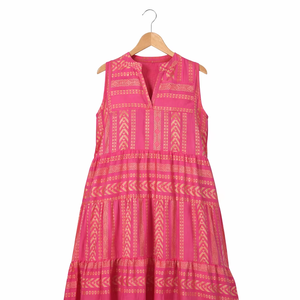 Vestido Largo de Algodón Jacquard para Mujer, Estilo Bohemio, Sin Mangas, Cuello en V, Fabricante - Product Image 1