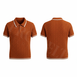 Polo de Punto de Alta Calidad 100%, Cuello en Contraste, Mangas Cortas, Ribete Acanalado, Cómodo y Elegante, Ropa Casual, Camiseta con Logotipo Personalizado - Product Image 4