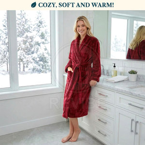 Peignoir Classique Élégant pour Femme - Hiver/Printemps/Été - Tissu Éponge 100% Coton - Manches Longues - Logo Avant - Luxe et Confort Premium pour la Maison - Product Image 3