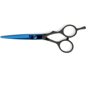 Tijeras de Barbero Profesionales de Acero Inoxidable de Alta Calidad al por Mayor, con Logotipo Personalizado, Borde Liso, Afiladas, Color Azul y Negro - Product Image 1