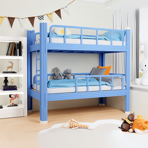 Cama litera metálica resistente para niños con barandillas de seguridad, escalera incorporada, diseño que ahorra espacio, estructura de cama de dos niveles para dormitorio y hogar - Product Image 1