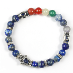 Pulsera Hamsa de 7 Chakras con Lapislázuli - Accesorio de Moda con Cristales - Product Image 2