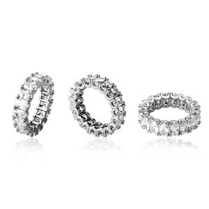 Luxury Emerald Cut <b>Crystal</b> Eternity Band <b>Rings</b> 925 Silver Plated Channel Setting Unisex Wedding Jewelry From India - Product Image 5