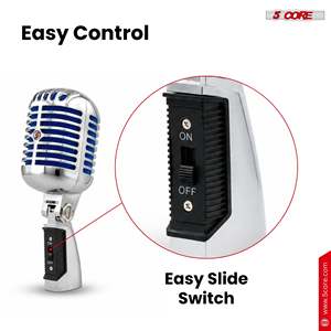 ไมโครโฟนไดนามิกวินเทจ 5 คอร์ คลาสสิค XLR สตูดิโอ รีโทร ไมค์ สีน้ำเงิน - Product Image 5