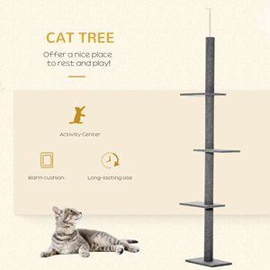 Centro Attività per Gatti Naturale, Torre Rampicante per Gatti da Terra a Soffitto con Posti di Tiraggio in Sisal per Gattini - Product Image 4