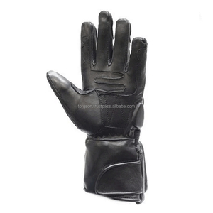 Padded Wrist <b>Leather</b> Motorbike <b>Gloves</b> Gauntlet <b>Black</b> Full Finger <b>Leather</b> Motorcycle Auto Racing Wear <b>Gloves</b> For <b>Men</b> - Product Image 3