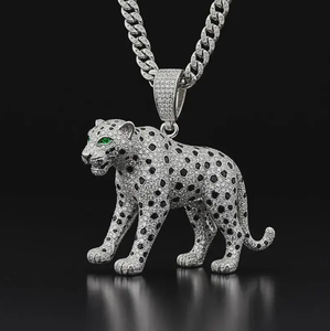 Pendentif Tigre Hip Hop Personnalisé en Moissanite avec Chaîne Cubaine en Argent 925 pour Rappers, Performers, Mode Streetwear et Luxe - Product Image 3