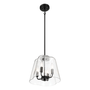Lampadario a Sospensione a Quattro Candele con Vetro Trasparente e Finitura Nera, Elegante Chandelier per Arredamento Casa - Product Image 2