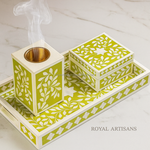 Elegante bandeja para servir con incrustaciones de hueso y resina Hueso natural de alta calidad con plástico asequible de la India - Product Image 3