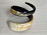 Bracelet manchette en corne de buffle écologique fait main, poli, bijou unique, décoration de Noël