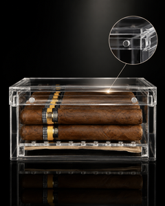 Premium Modern Eco-friendly for Clear Acrylic Cigar Humidor Glossy Finish <b>Storage</b> <b>Box</b> 20-35 Cigars Perfect Gift - Product Image 4