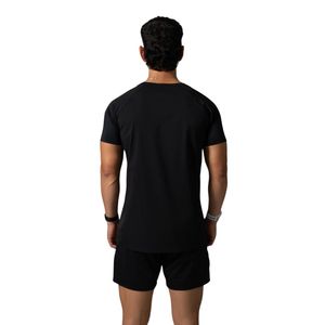 T-shirt de performance noir pour homme, col rond, haut de gamme, pour entraînement, course à pied, gym, sportswear décontracté - Product Image 6