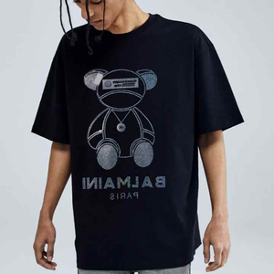 เสื้อยืดคอกลมแขนสั้นผู้ชาย ดีไซน์เพชรประดับคริสตัลสั่งทำพิเศษ ผ้าถักนิตติ้งเนื้อฝ้าย 100% ประกายวิบวับ รุ่นใหม่ล่าสุด - Product Image 5