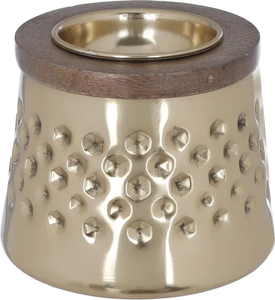 Ensemble de brûleurs d'encens de luxe en or martelé et bois, encensoir en bois de manguier Bakhoor en gros avec pot de rangement assorti et plateau de service ovale - Product Image 6
