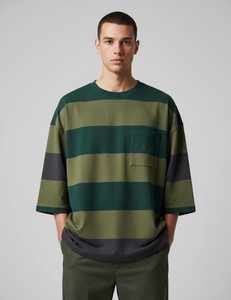 T-shirts à manches courtes pour hommes, 100% coton tricoté, tissu de 300 GSM, coupe ample, imprimé AC - Product Image 1
