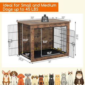 Muebles de jaula para perros pequeños/medianos con cojín y puertas dobles Jaula para mascotas para una vivienda cómoda - Product Image 5