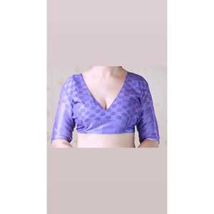 Sari de Georgette Violeta para Mujer con Blusa y Camisa Suave y Elegante con Estampado Floral y Tejido Zari - Product Image 1