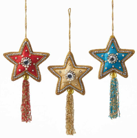 Ornement suspendu festif de luxe fait main brodé Zardozi de qualité supérieure, forme personnalisée, boule décorative, étoile, pour arbre et maison