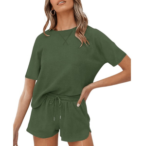 Conjunto de 2 Piezas de Shorts de Punto Acanalado para Mujer, Color Personalizado, Manga Larga con Capucha, Casual, para Todas las Temporadas, Secado Rápido, Transpirable, Spandex y Algodón - Product Image 5