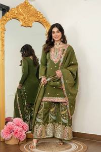 Traje Salwar Vichitra con bordado de múltiples hilos y lentejuelas, traje Salwar pakistaní con dupatta. - Product Image 1
