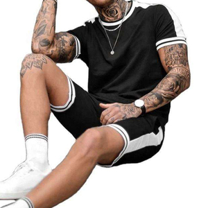 Conjunto de verano de excelente calidad para hombre, camiseta de manga corta y pantalones cortos, conjunto de cuello redondo para volver al trabajo. - Product Image 5