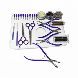 Kit d'outils pour extensions de cheveux : Ciseaux, pinces, clips, fils, crochets à boucle, crochets à loquet, perles - Product Image 1