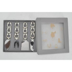 Cubiertos metálicos aptos para contacto con alimentos, juego de cuchillos para queso, en caja de regalo de lujo, estilo bocado de caballo, cubiertos plateados para decoración de mesa de fiesta. - Product Image 2