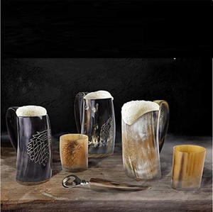 Tasse à boire traditionnelle en corne de buffle naturelle, faite à la main, écologique, personnalisable, taille moyenne, en gros - Product Image 1