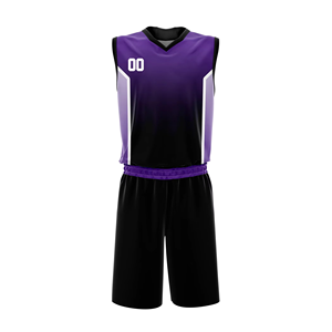 Conjunto de Uniforme de Baloncesto Personalizable con Degradado Morado y Negro, Sin Mangas, Cuello en V, Absorbente de Humedad, Unisex para Adultos, para Todas las Temporadas - Product Image 1