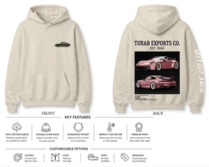 Sweat à capuche unisexe en molleton 100% coton, coupe ample et oversize, style streetwear, imprimé voiture de course rétro personnalisé, grammage lourd 380 GSM - Product Image 4