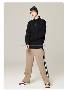 Factory Wholesale Winter Fleece Quarter Zip Hoodies Pullover Custom Logo Half Zipper Knit Fleece Mens Oversize Sweatshirt Hoody - Product Image 4