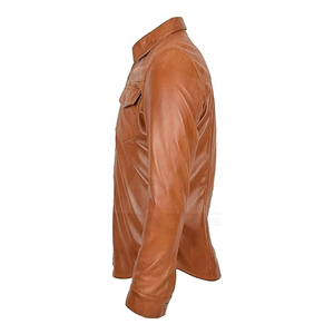 Wholesale Customized Leather Casual <b>Shirts</b> with Chest Pocket Breathable Satin Fabric Plus Size Options Low Price & Custom Logo - Product Image 2