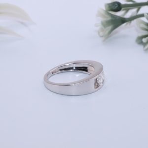 White Gold Men Lab Grown Diamond Ring <b>Floating</b> Radiant Cut Diamond Open <b>Frame</b> Tension Setting Wide Band Wedding Anniversary - Product Image 3