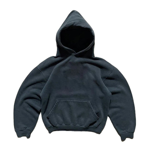 Wholesale Custom <b>Vintage</b> Grey Zip Up Hoodie <b>Sweatshirt</b> Plain Heavyweight Fleece <b>Oversized</b> Drop Shoulder Full Zip Casual Wear - Product Image 4