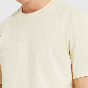 Men's Cream Cotton Crew Neck T-Shirt And Shorts <b>Set</b> Casual Summer Wear <b>Knitted</b> Solid Color 2-Piece Outfit - Product Image 5