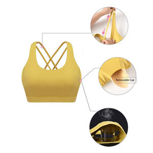 Soutien-gorge de sport pour femme à fines bretelles avec logo personnalisé, double couche, imprimé pois, rembourré, doux comme du beurre, bretelles réglables, pour le yoga et l'entraînement - Product Image 5