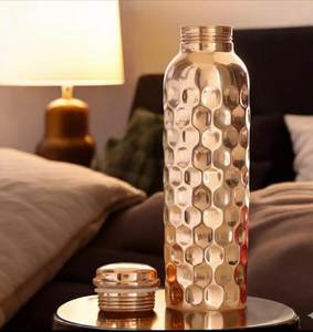 Handmade Hammered Copper <b>Bottle</b> Modern Luxury Design Screw-On Lid Reusable Eco-Friendly Direct Drinking Boiling Safe Adults - Product Image 4