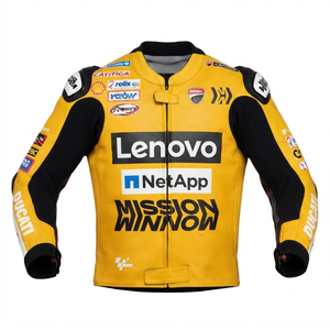 Men’s Cowhide Leather <b>Racing</b> <b>Jacket</b>/Chaqueta MotoCP Style CE Level 2 Armor Motorcycle Track Riding Protective Gear CE - Product Image 1