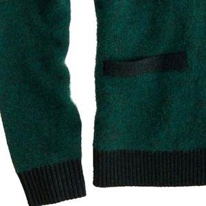 Women's Green Knitted <b>Cardigan</b> V-Neck <b>Long</b> Sleeve Casual Autumn Solid Color <b>Button</b> Front Contrast Trim - Product Image 4