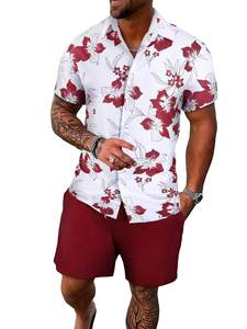 Ensemble chemise à imprimé floral et short uni pour homme, vêtements décontractés en polyester pour la plage et l'été - Product Image 6