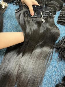 Extensions de cheveux à clips 100% cheveux humains vierges Remy, texture lisse, longueur de 6'' à 32'' - Product Image 3