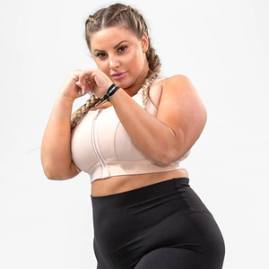 Sujetadores deportivos push-up de poliéster de alto soporte, tallas grandes con copas - Product Image 3